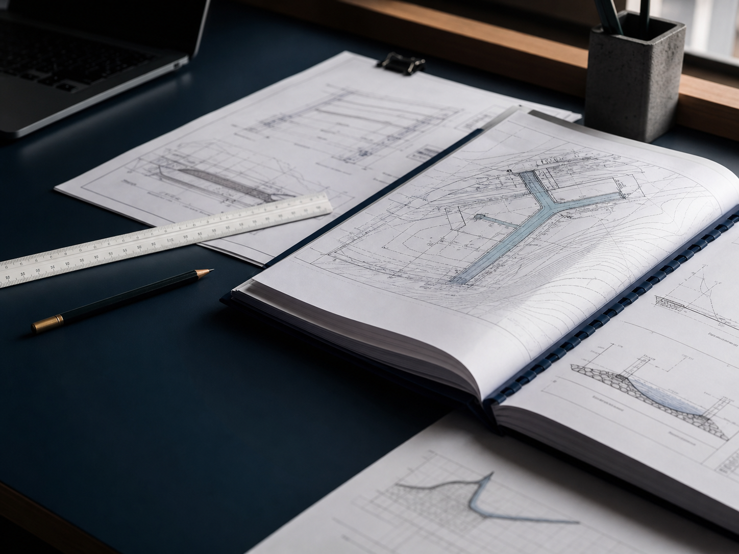 Engineering drawings and drainage analysis materials